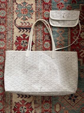 White Tote Bag with Matching Pouch